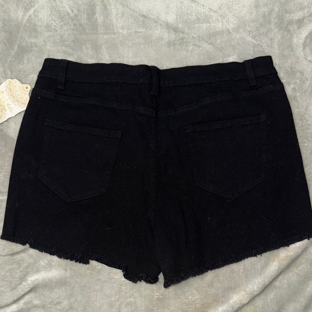 Altar'd State Black Fringe Jean Shorts - Picture 7 of 12